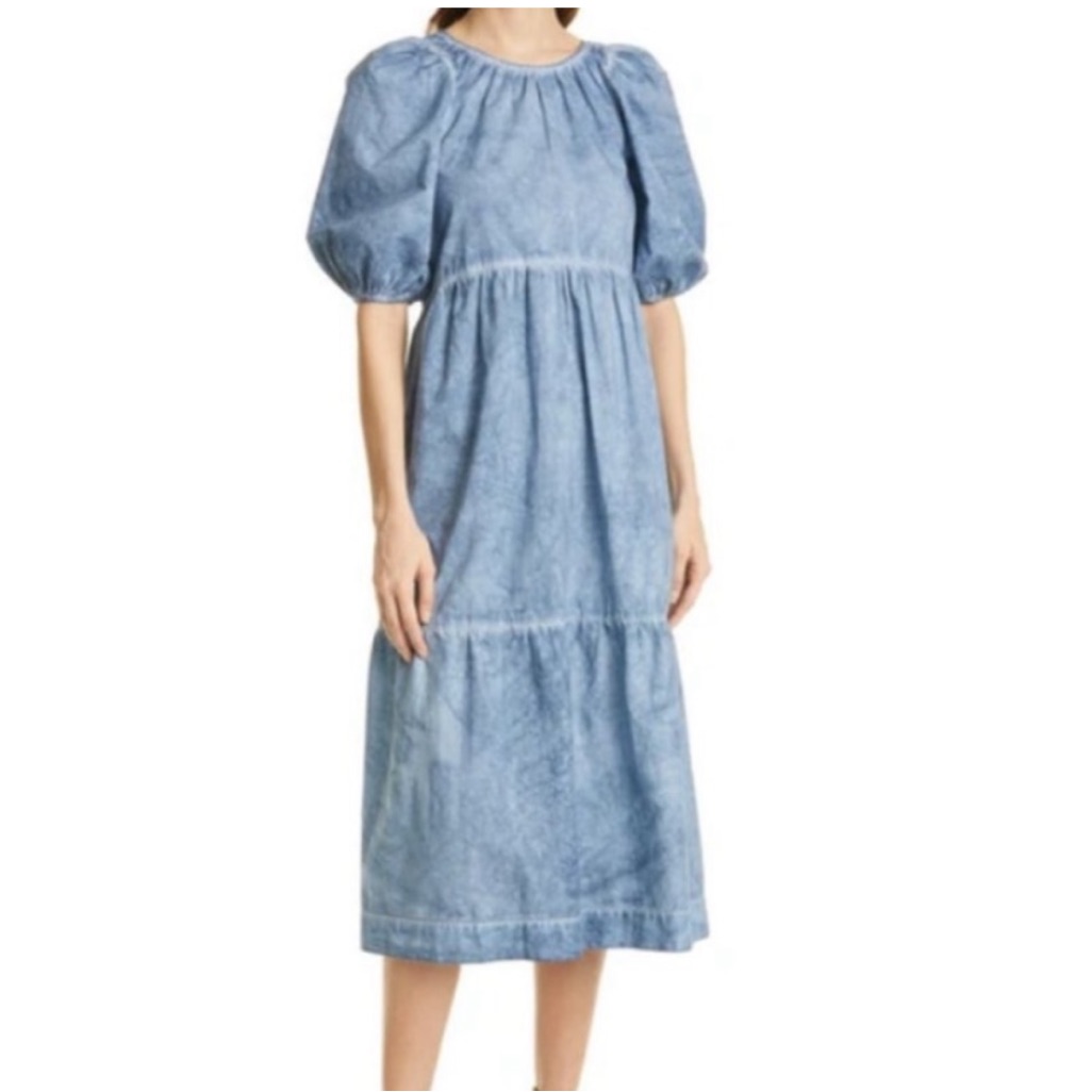 The Great. Size 2 Indigo Fog Tiered Dress